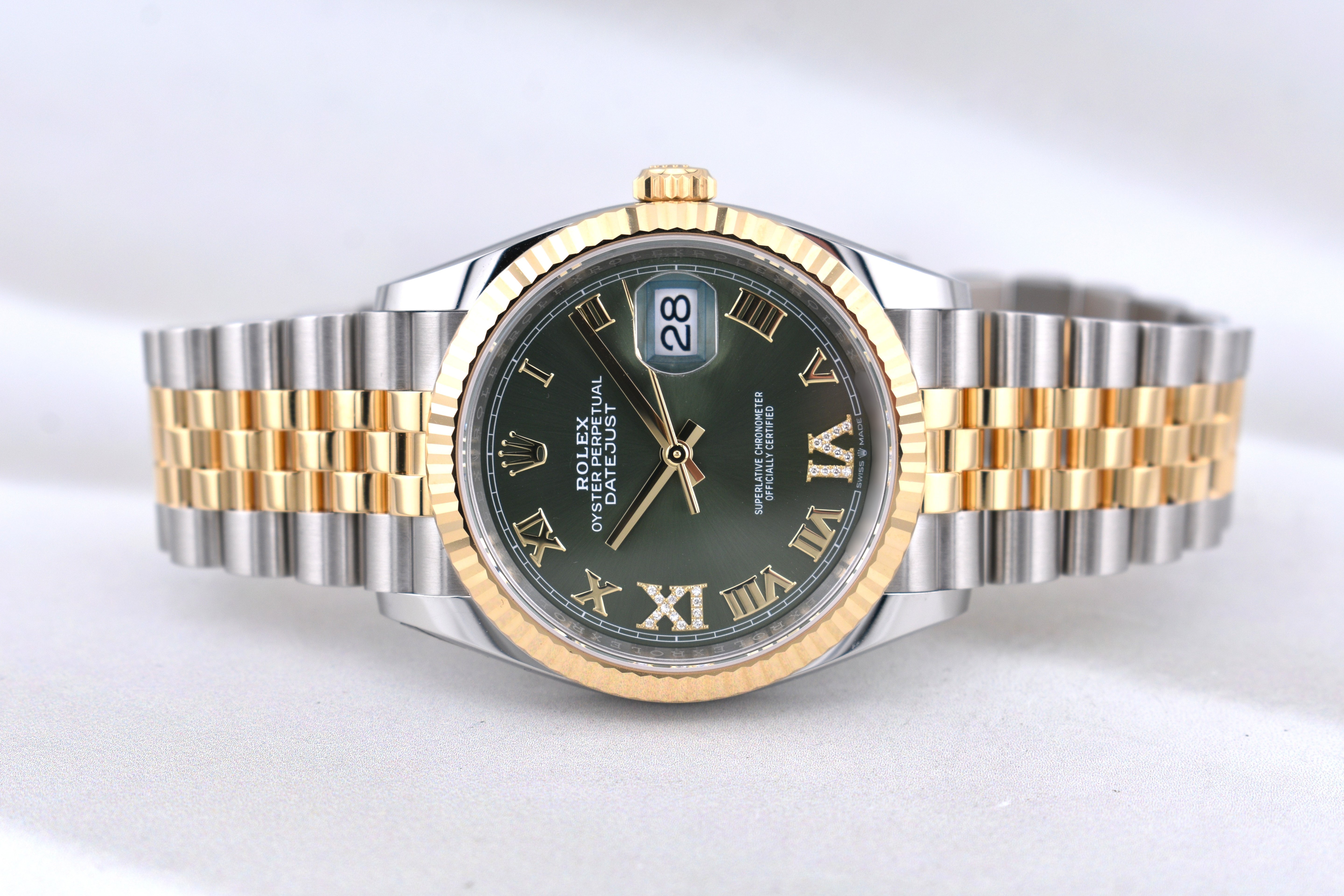 Rolex Datejust 36 Olive Roman Dial Diamond VI 126233 2026