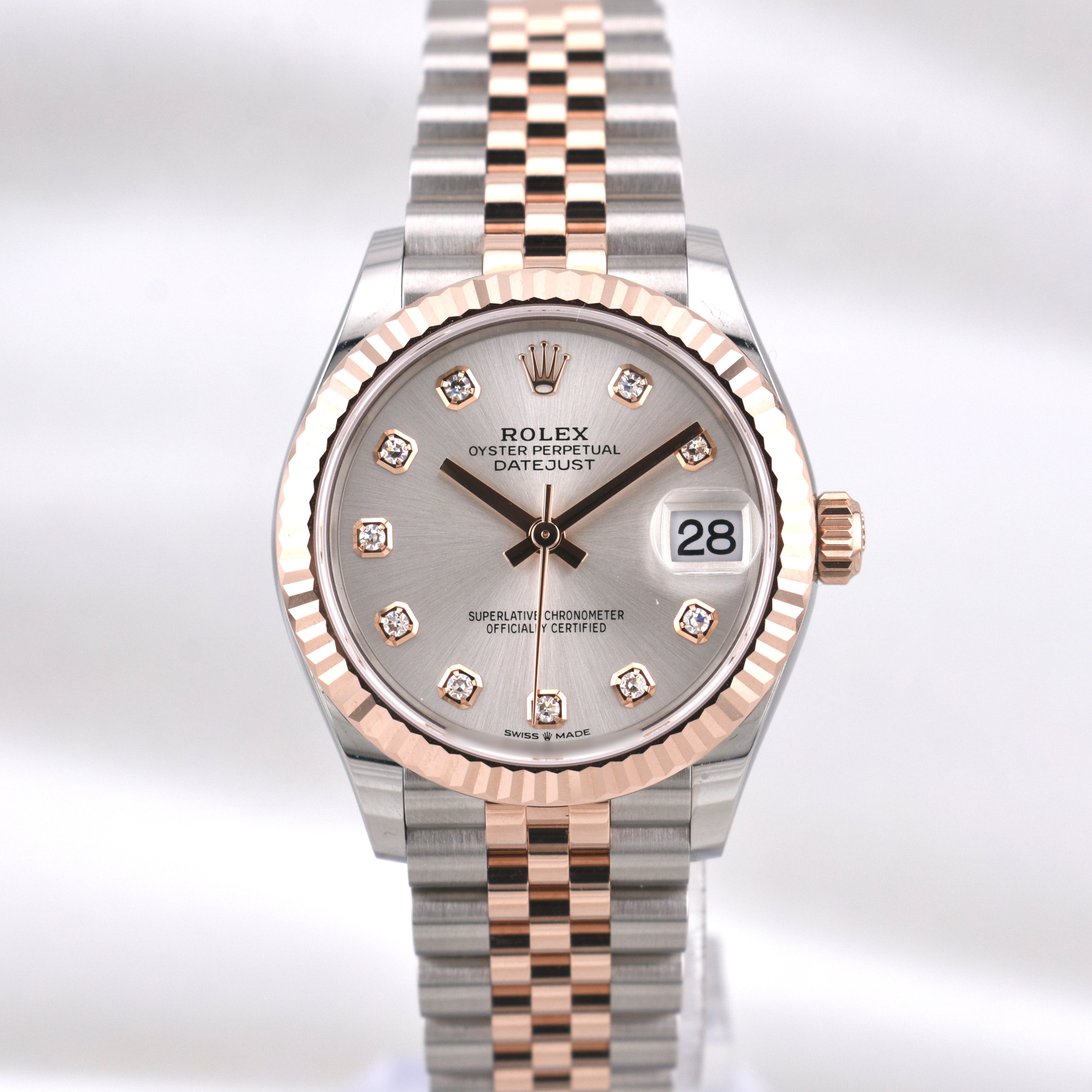 Rolex Datejust 31 Two Tone Rose Gold Silver Diamond Dial 278271 2026