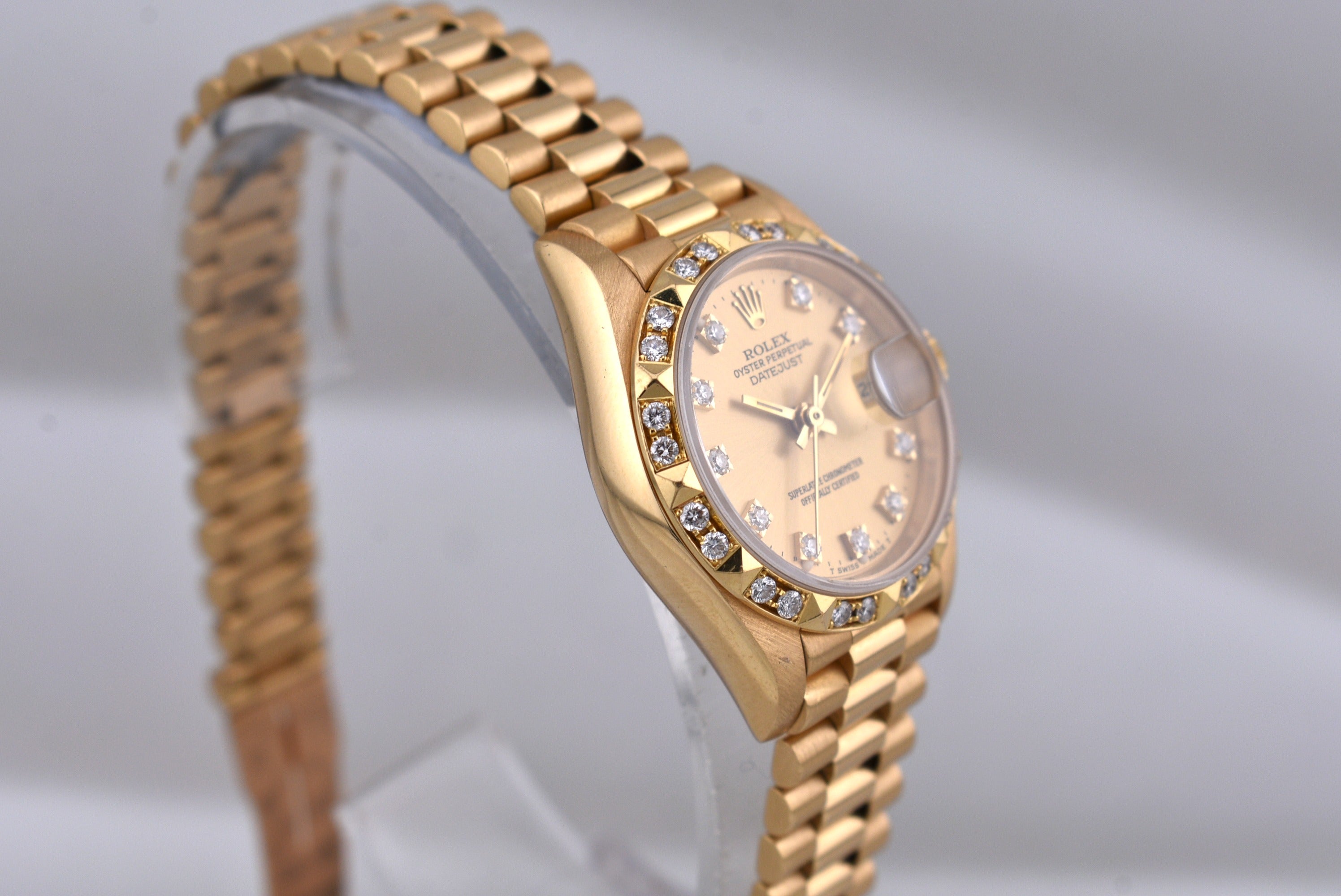 Rolex Lady Datejust 26 Yellow Gold Champagne Diamond Dial and Bezel 69258 1990