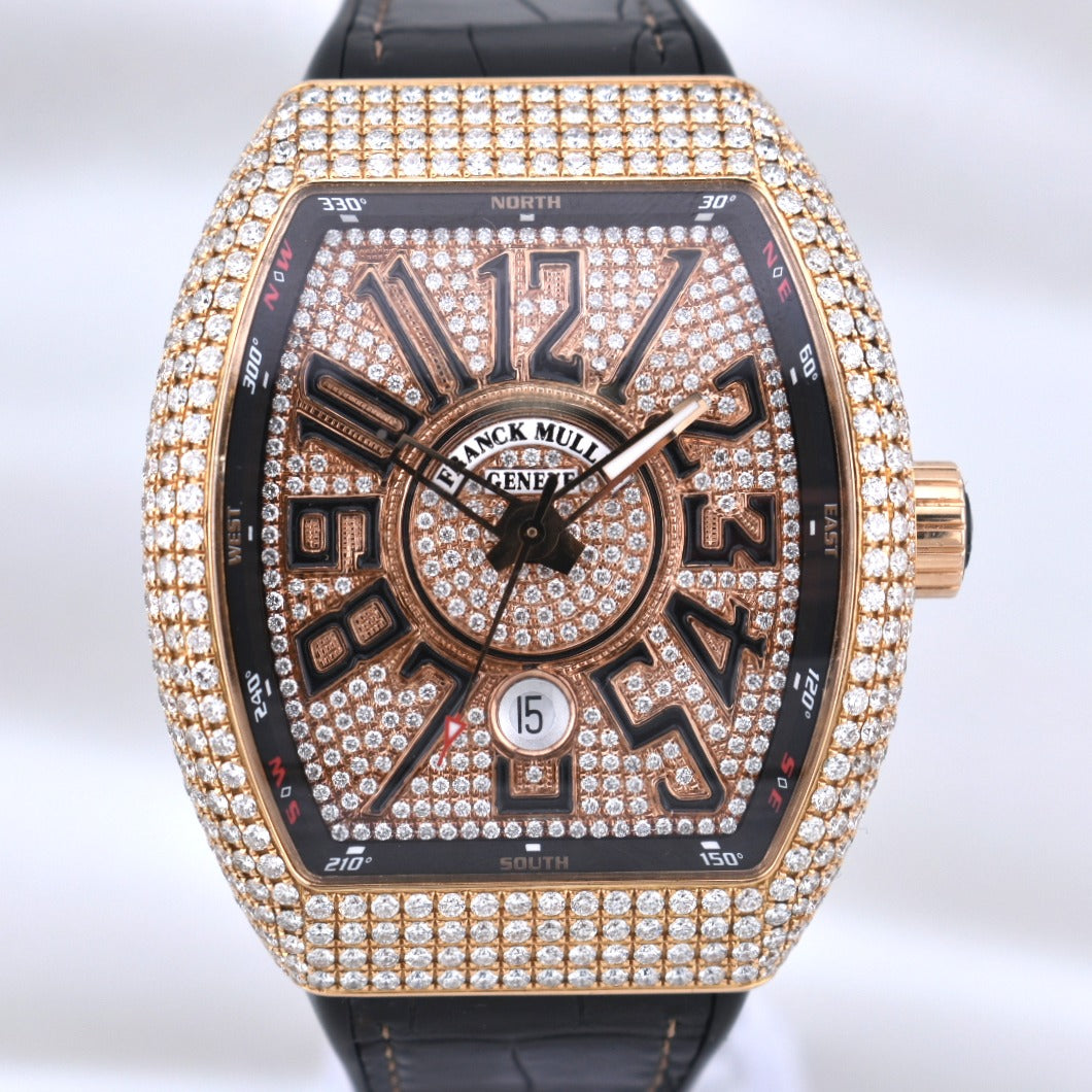 Franck Muller Vanguard Rose Gold Aftermarket Diamonds V 45 SC DT 2017