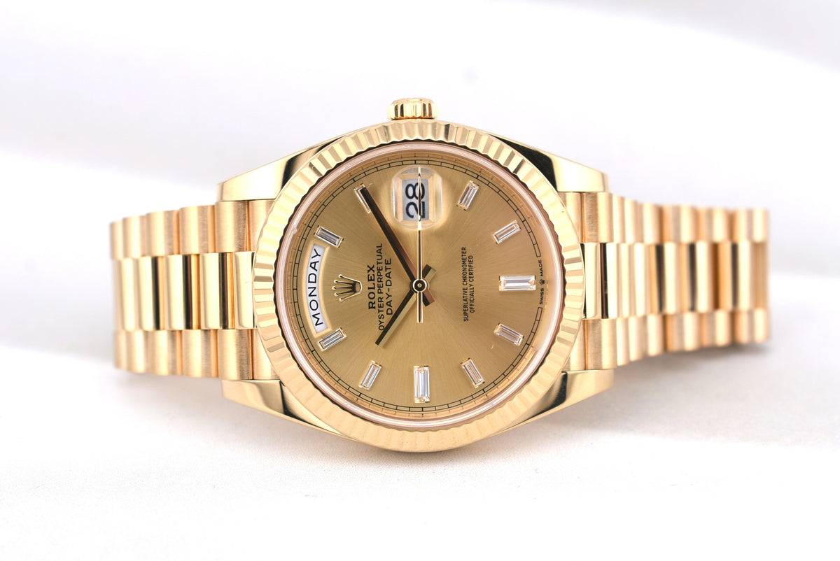 Rolex Day Date 40 Champagne Baguette Diamond Dial 228238 2020