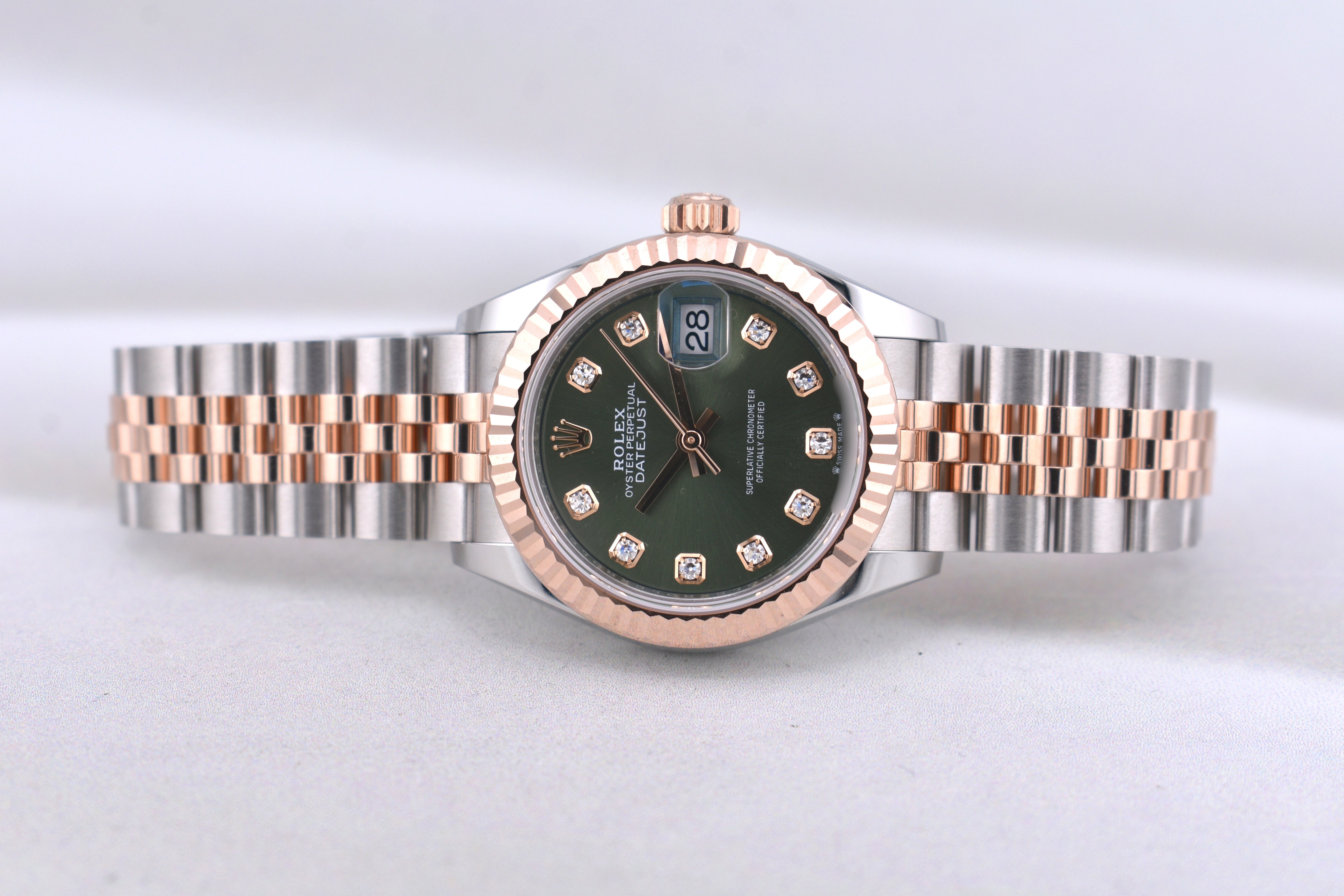 Rolex Lady Datejust 28 Two Tone Olive Diamond Dial 279171 2026