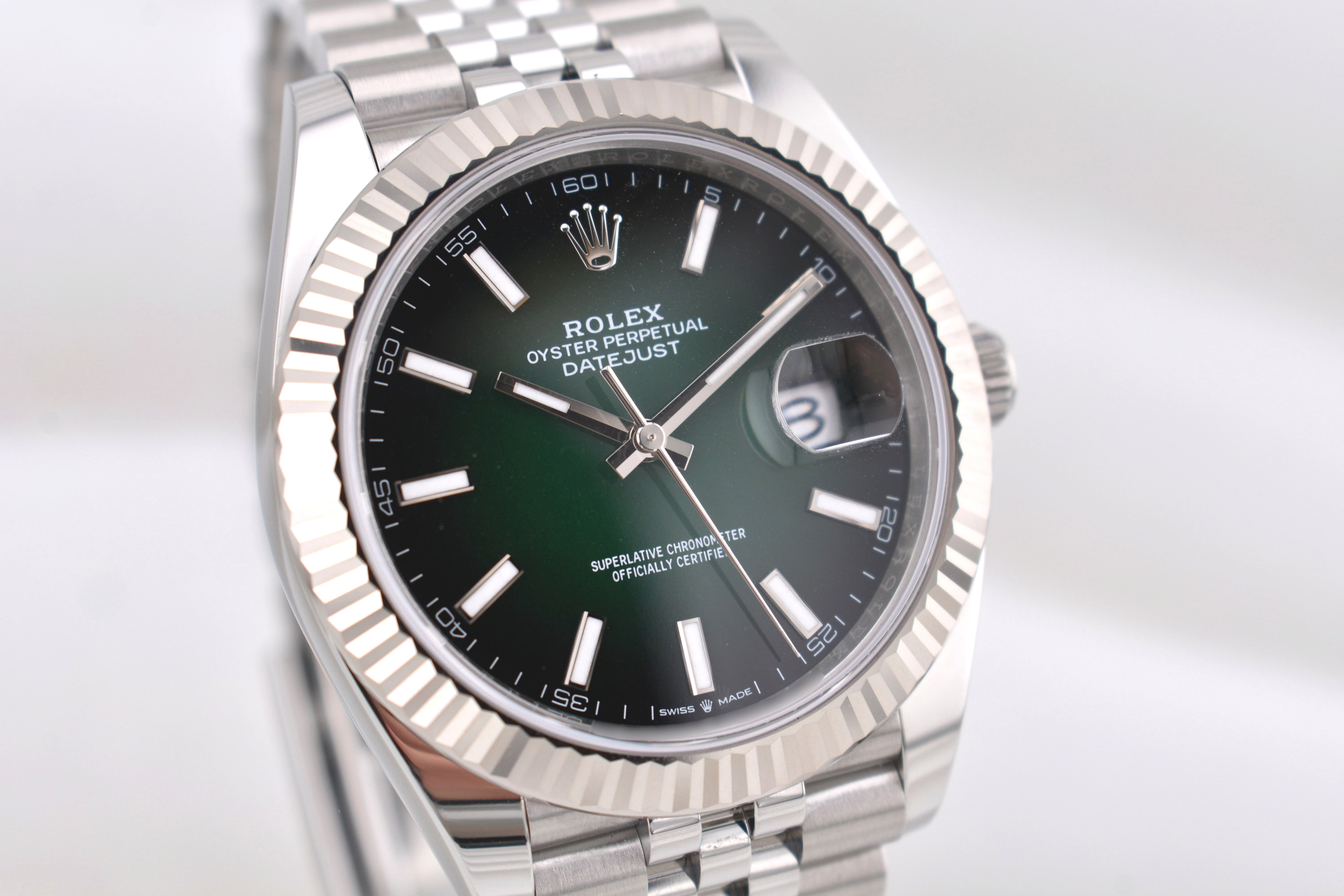 Rolex Datejust 41 Ombre Green Index Dial Jubilee Band 126334 2026