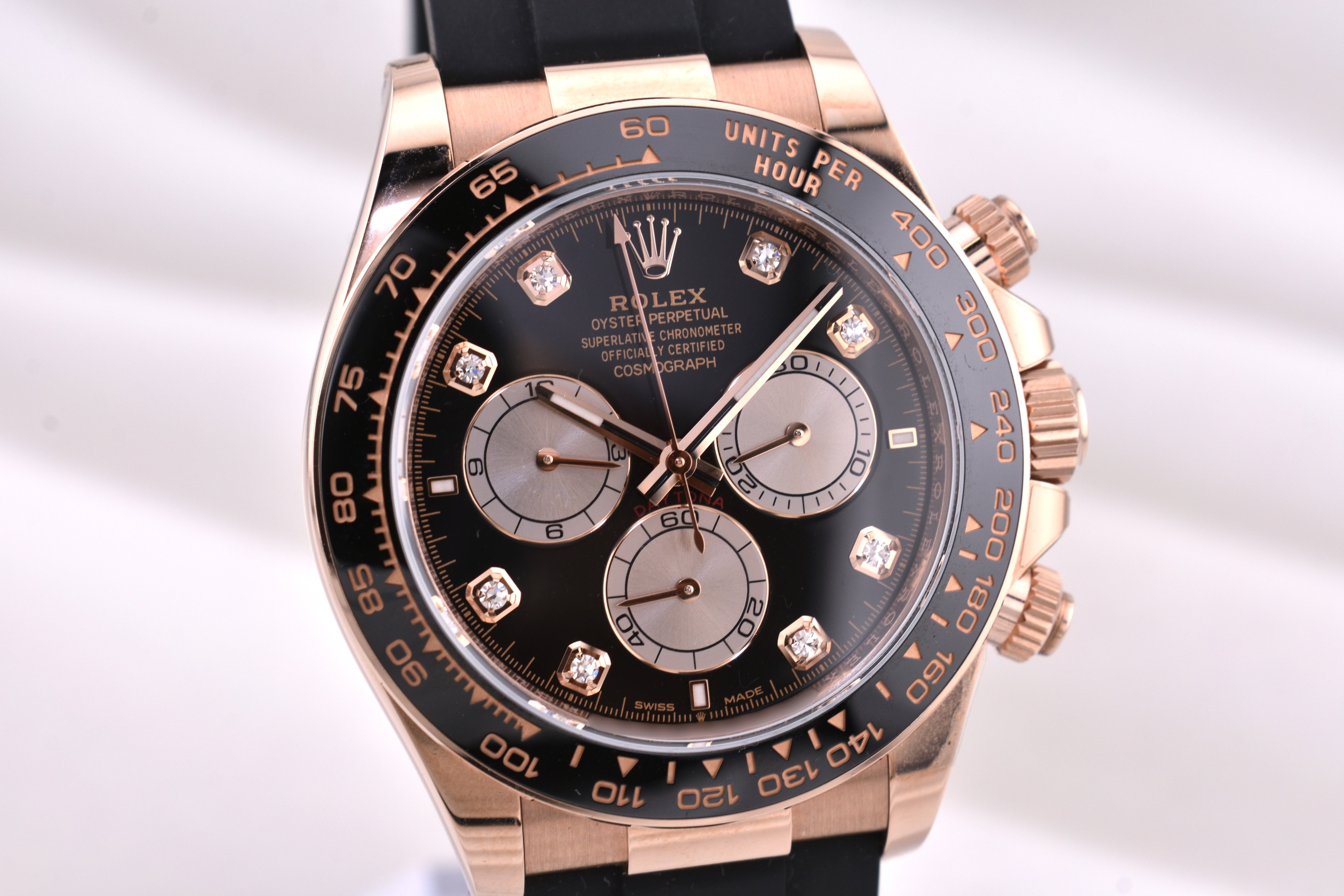 Rolex Cosmograph Daytona Everose Gold Oysterflex Black Diamond Dial 126515LN 2025