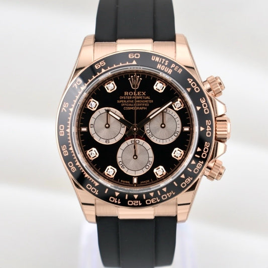 Rolex Cosmograph Daytona Everose Gold Oysterflex Black Diamond Dial 126515LN 2025