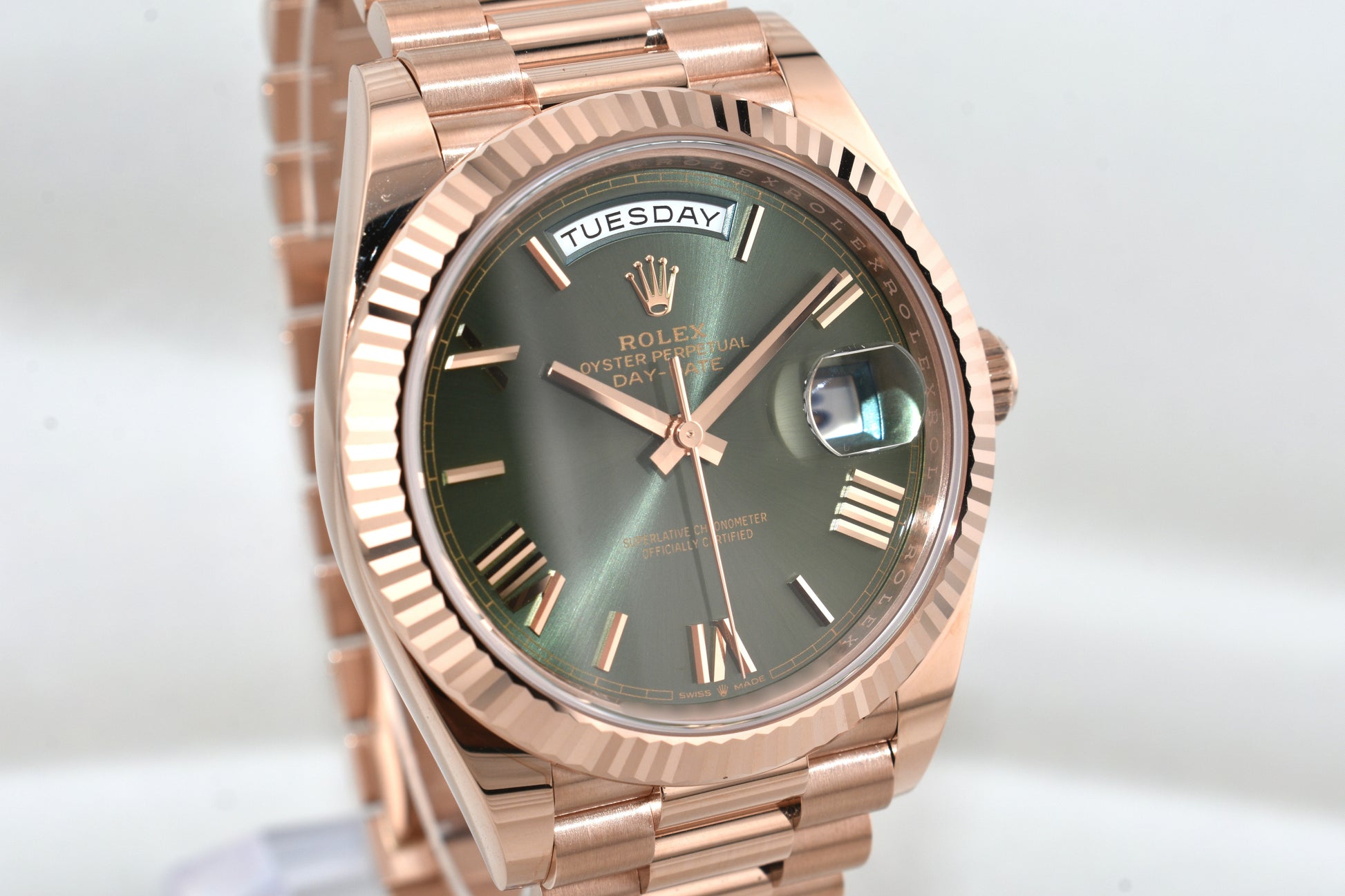 Rolex Day Date 40 Everose Gold Olive Roman Numeral Dial 228235 2026