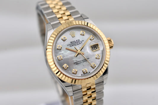 Rolex Lady Datejust 28 Two Tone Yellow Gold Mother of Pearl Diamond Dial 279173 2025