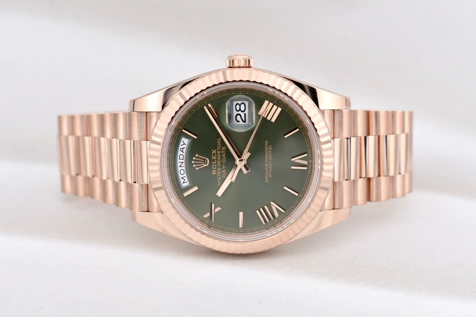 Rolex Day Date 40 Rose Gold Olive Green Dial 228235 2025