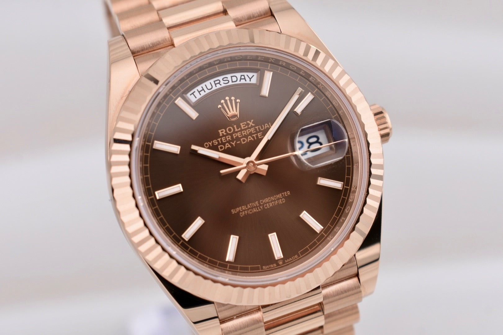 Rolex Day Date 40 Everose Gold Chocolate Dial 228235 2024