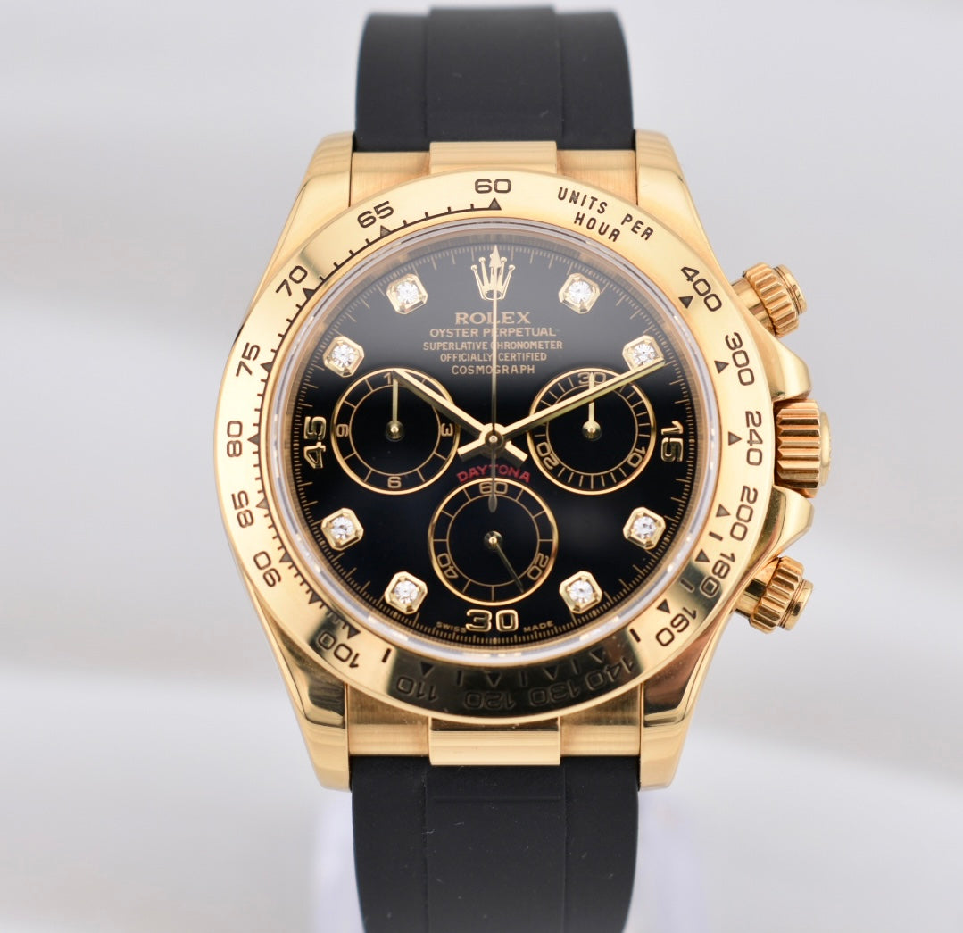 Rolex Cosmograph Daytona Black Diamond Dial Yellow Gold 116518 2001