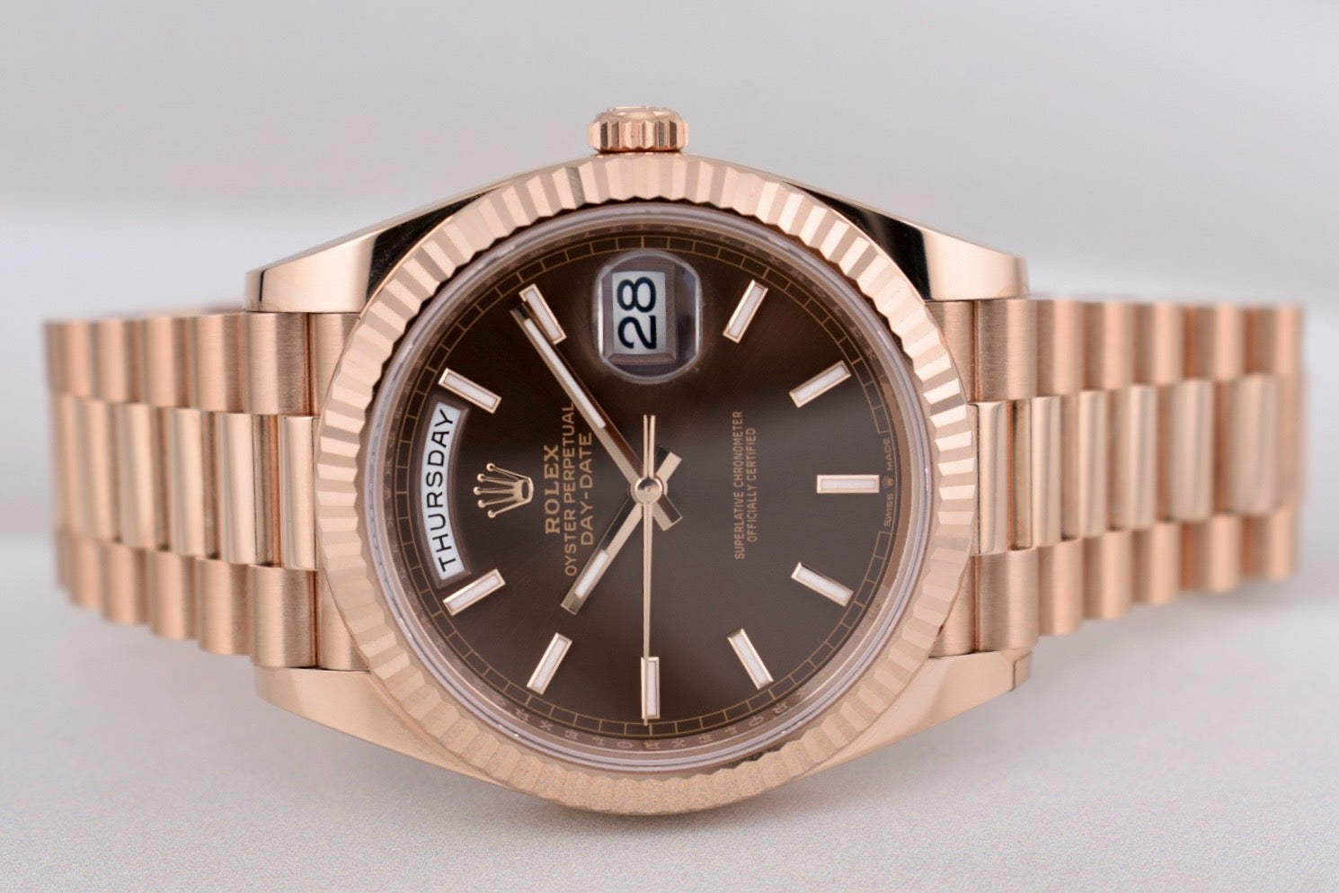 Rolex Day Date 40 Everose Gold Chocolate Dial 228235 2024