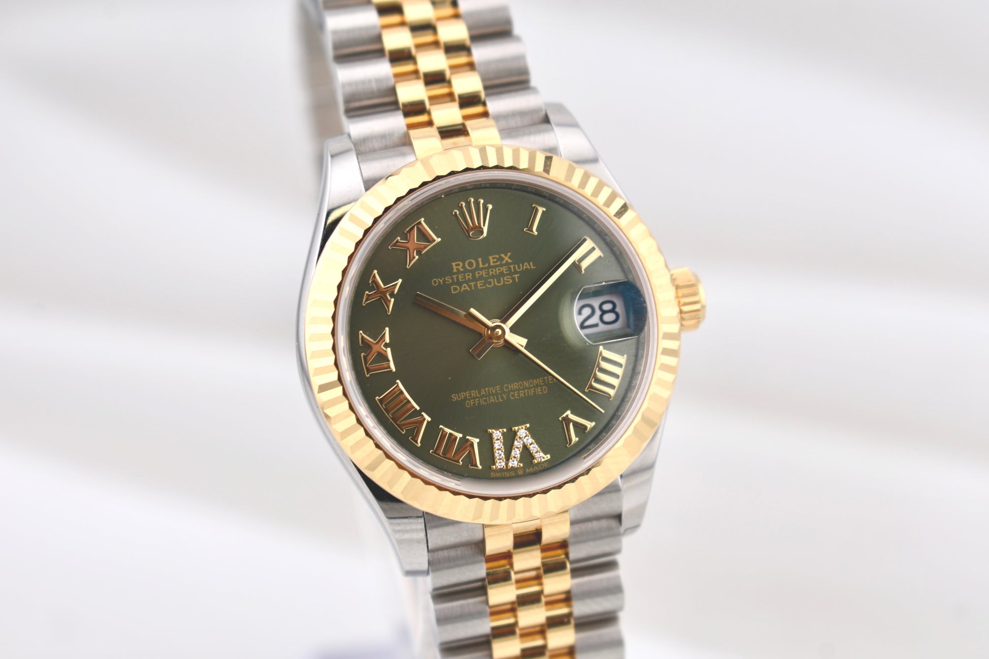 Rolex Datejust 31 Two Tone Olive Green Roman Diamond Dial 278273 2025