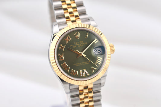 Rolex Datejust 31 Two Tone Olive Green Roman Diamond Dial 278273 2025