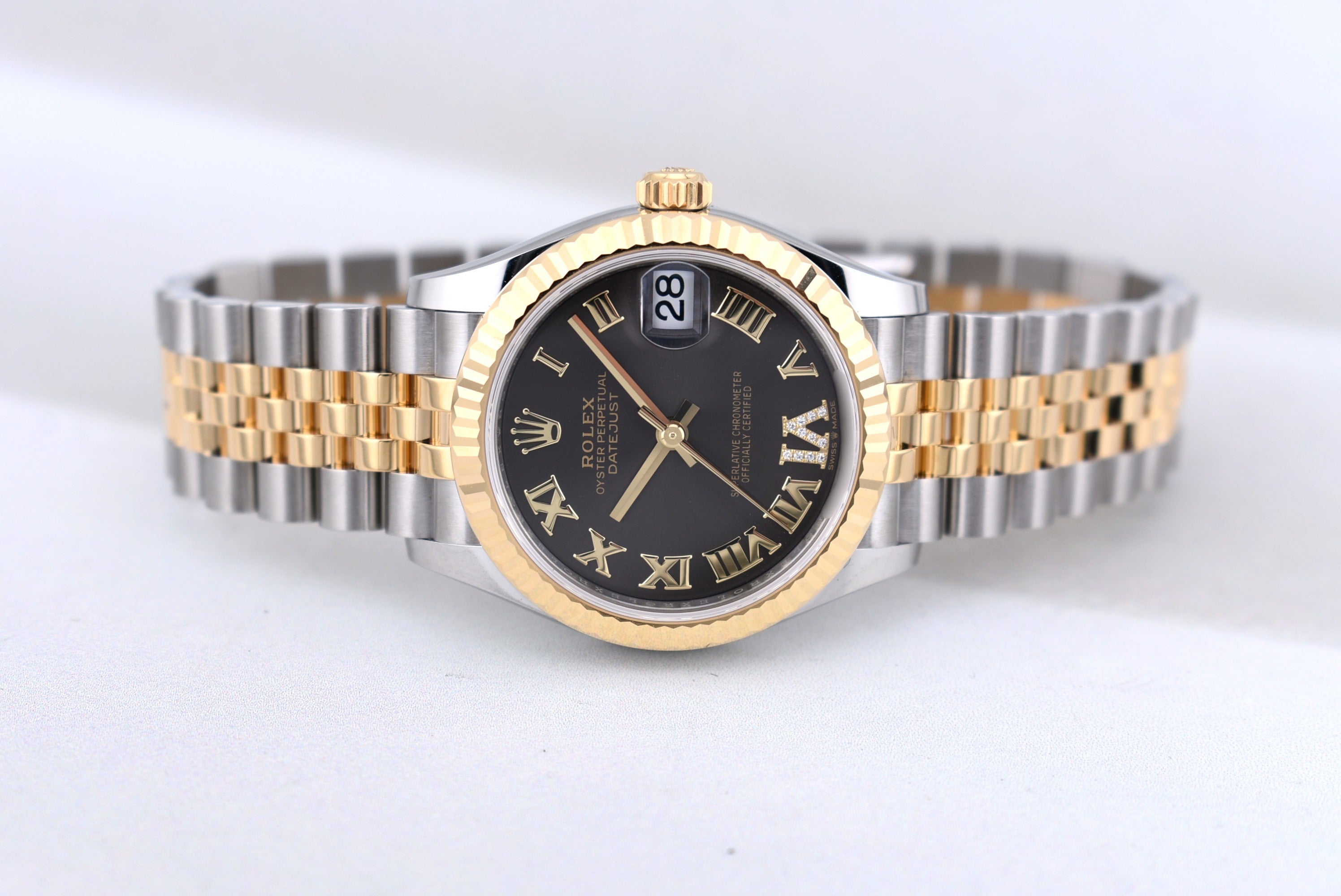 Rolex Datejust 31 Two Tone Yellow Gold Dark Grey Pave VI Dial 278273 2026