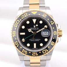 Rolex GMT Master II Two Tone Yellow Gold Green Arrow 116713LN 2012