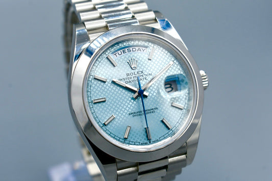 Rolex Day Date 40 Platinum Ice Blue Motif Dial 228206 2022