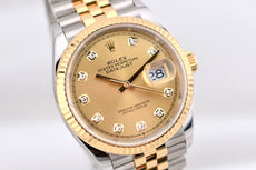 Rolex Datejust 36 Champagne Diamond Dial Two Tone Yellow Gold 126233 2025
