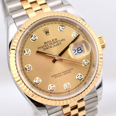 Rolex Datejust 36 Champagne Diamond Dial Two Tone Yellow Gold 126233 2022