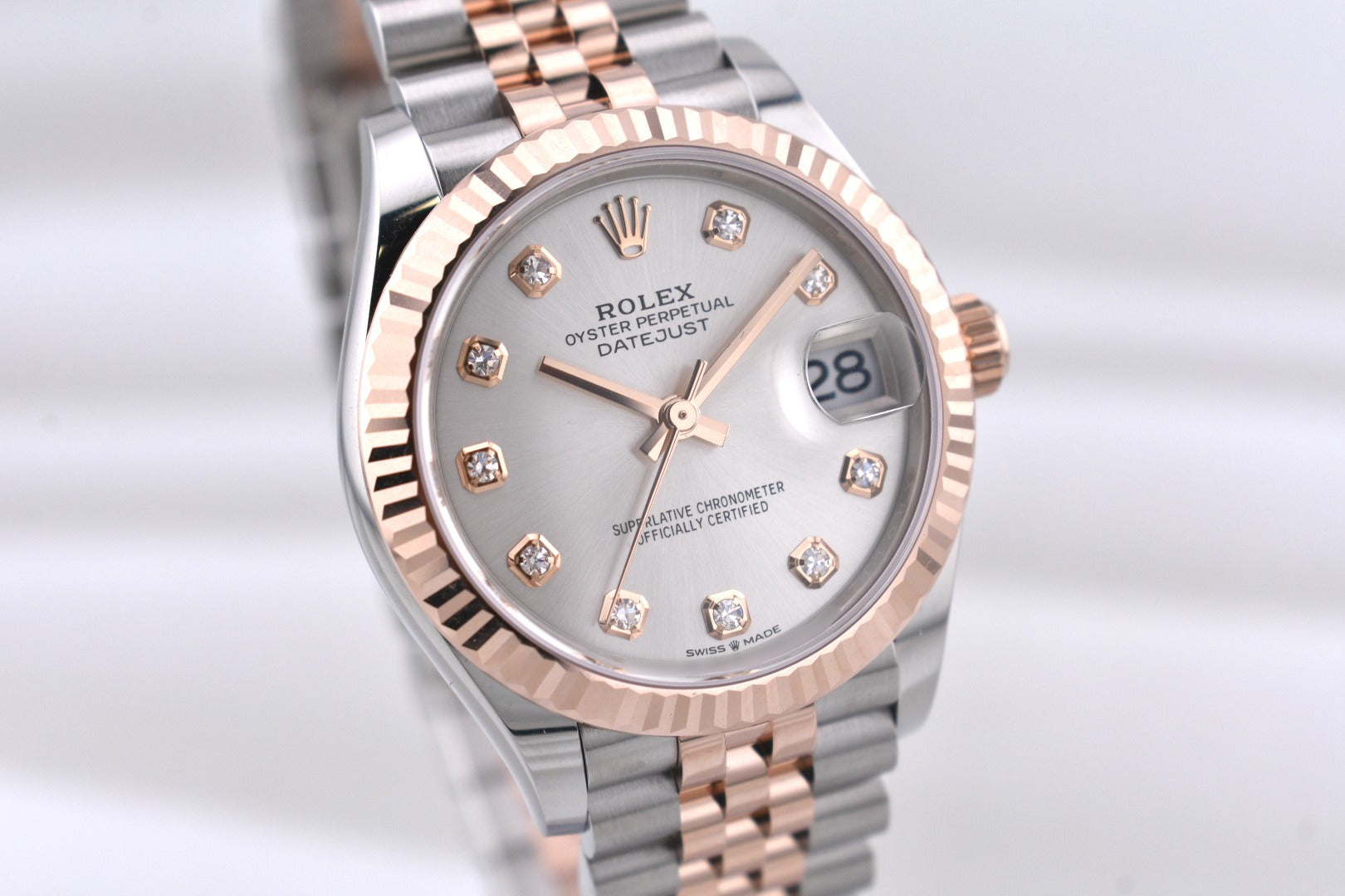 Rolex Datejust 31 Two Tone Rose Gold Silver Diamond Dial 278271 2026