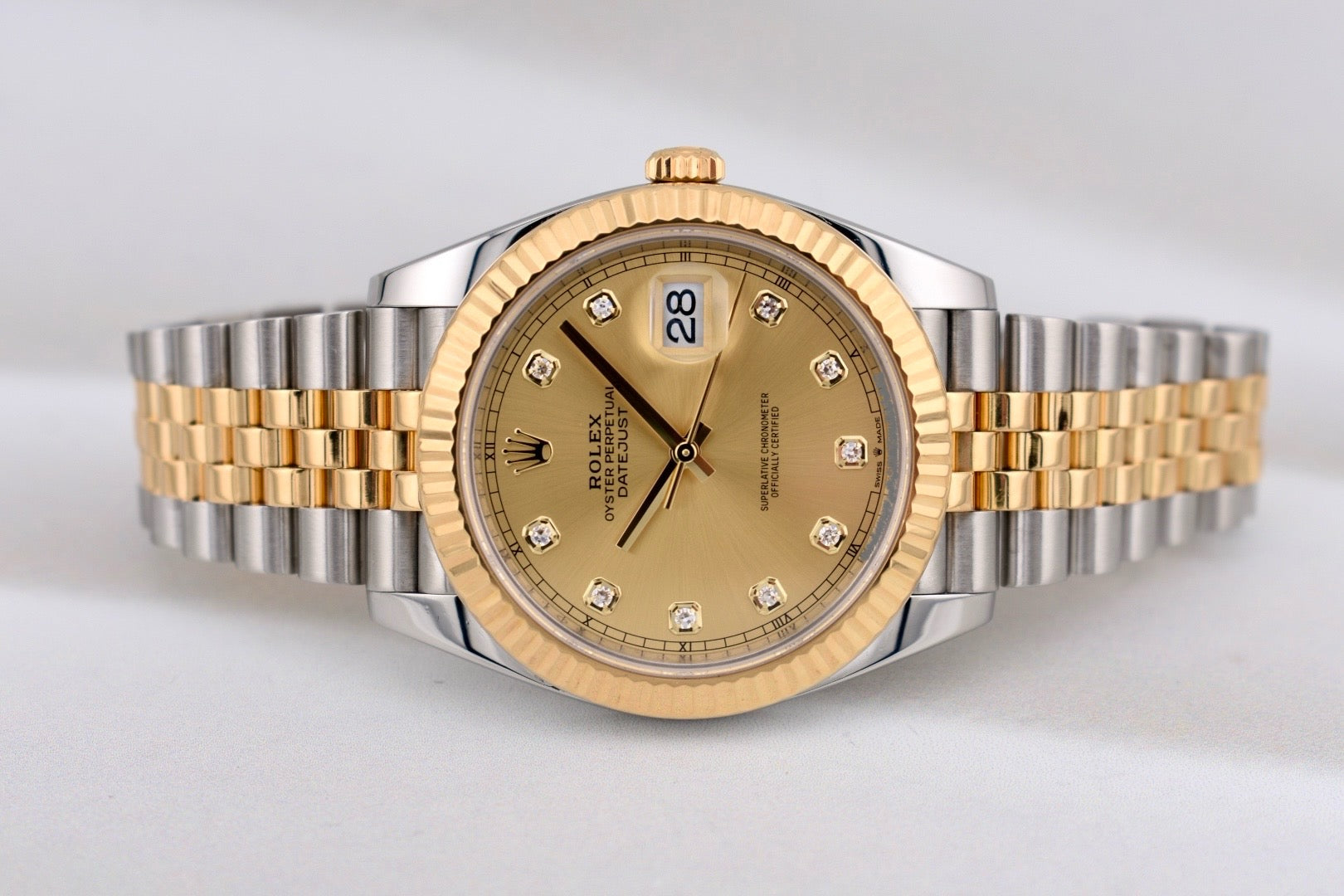 Rolex Datejust 41 Two Tone Yellow Gold Champagne Diamond Dial 126333 2025