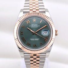 Rolex Datejust 41 Two Tone Rose Gold Green Roman Dial 126331 2026