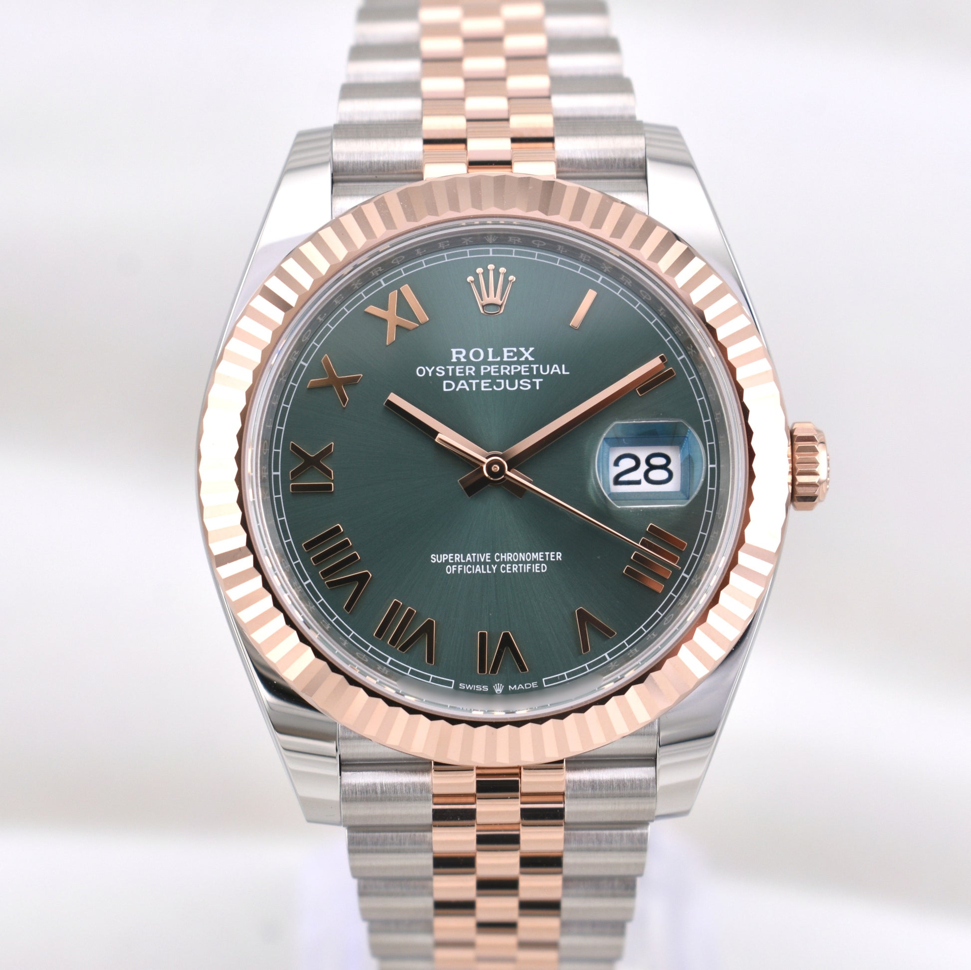 Rolex Datejust 41 Two Tone Rose Gold Green Roman Dial 126331 2026