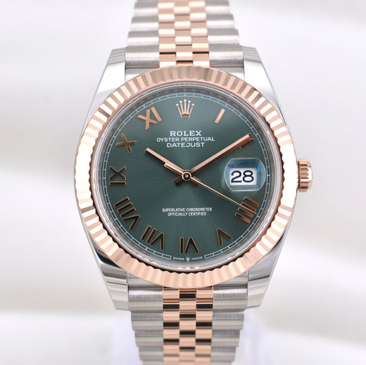 Rolex Datejust 41 Two Tone Rose Gold Green Roman Dial 126331 2026