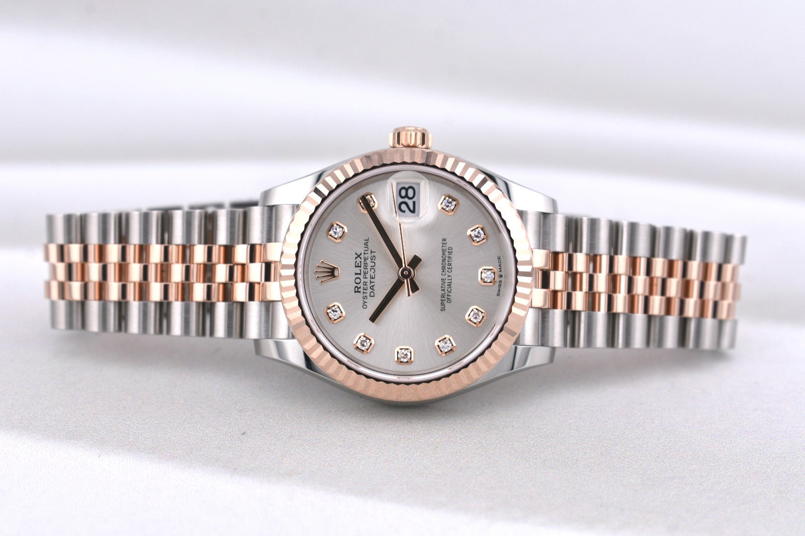 Rolex Datejust 31 Two Tone Rose Gold Silver Diamond Dial 278271 2026