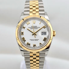 Rolex Datejust 36 Two Tone Yellow Gold White Roman Dial 126233 2025