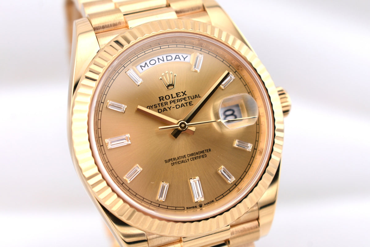 Rolex Day Date 40 Champagne Baguette Diamond Dial 228238 2020