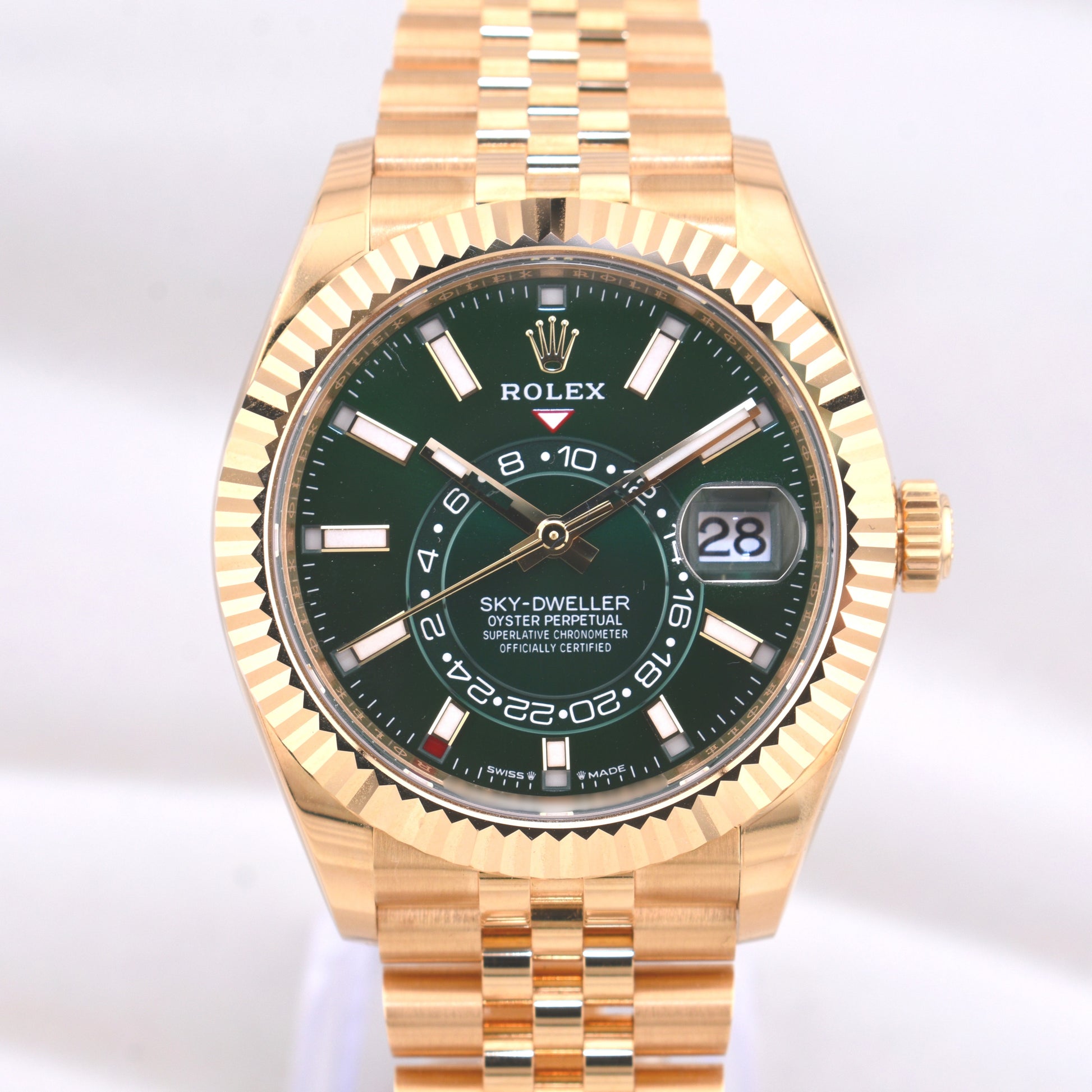 Rolex Sky Dweller Yellow Gold Green Dial Jubilee Band 336938 2025