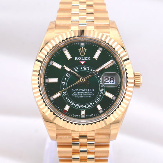 Rolex Sky Dweller Yellow Gold Green Dial Jubilee Band 336938 2025