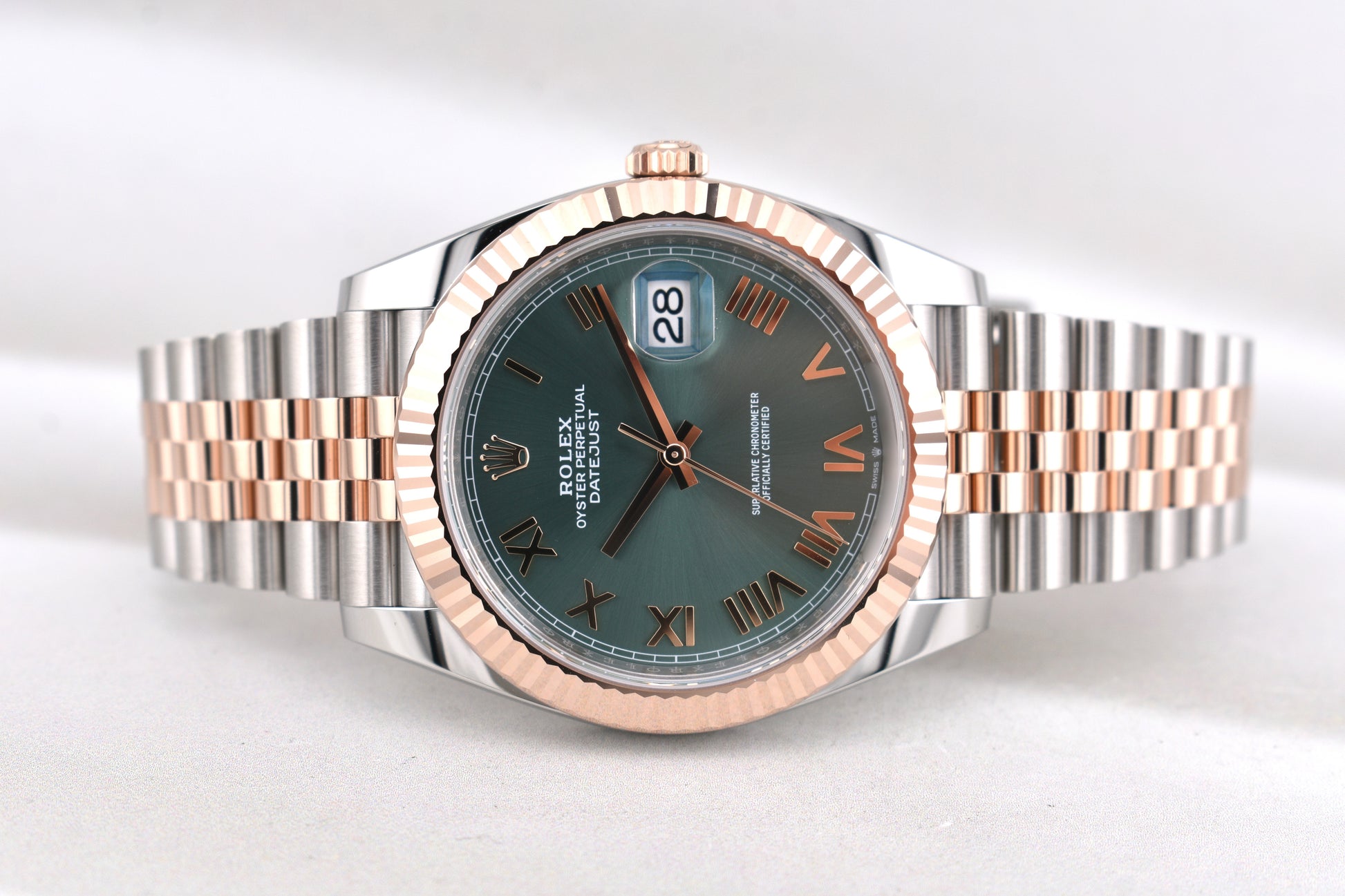 Rolex Datejust 41 Two Tone Rose Gold Green Roman Dial 126331 2026