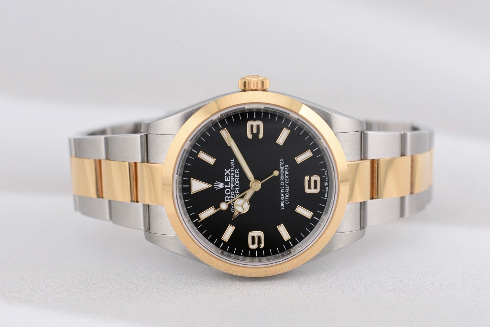 Rolex Explorer 36 Two Tone Yellow Gold Black Dial 124273 2023