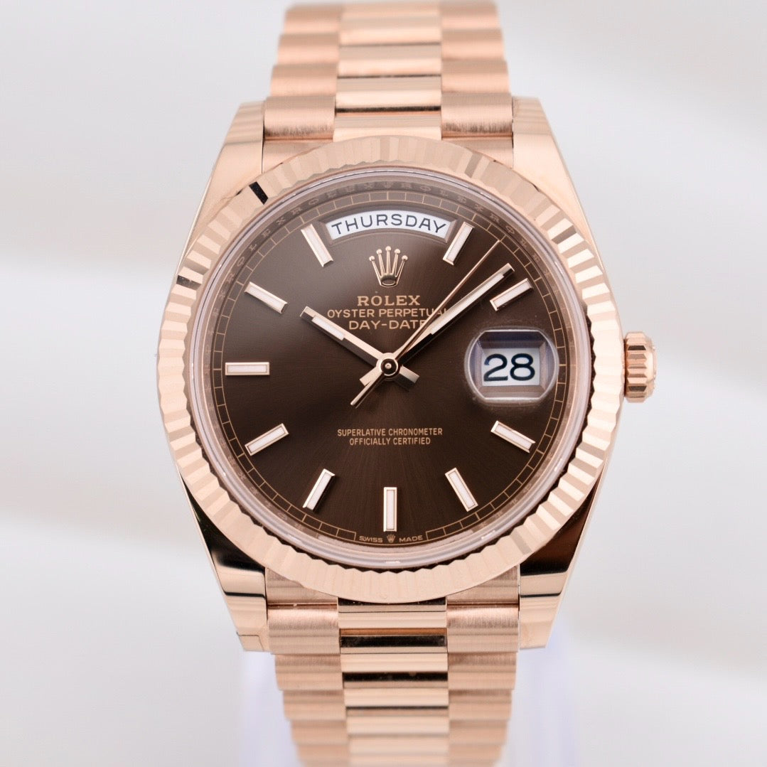 Rolex Day Date 40 Everose Gold Chocolate Dial 228235 2024