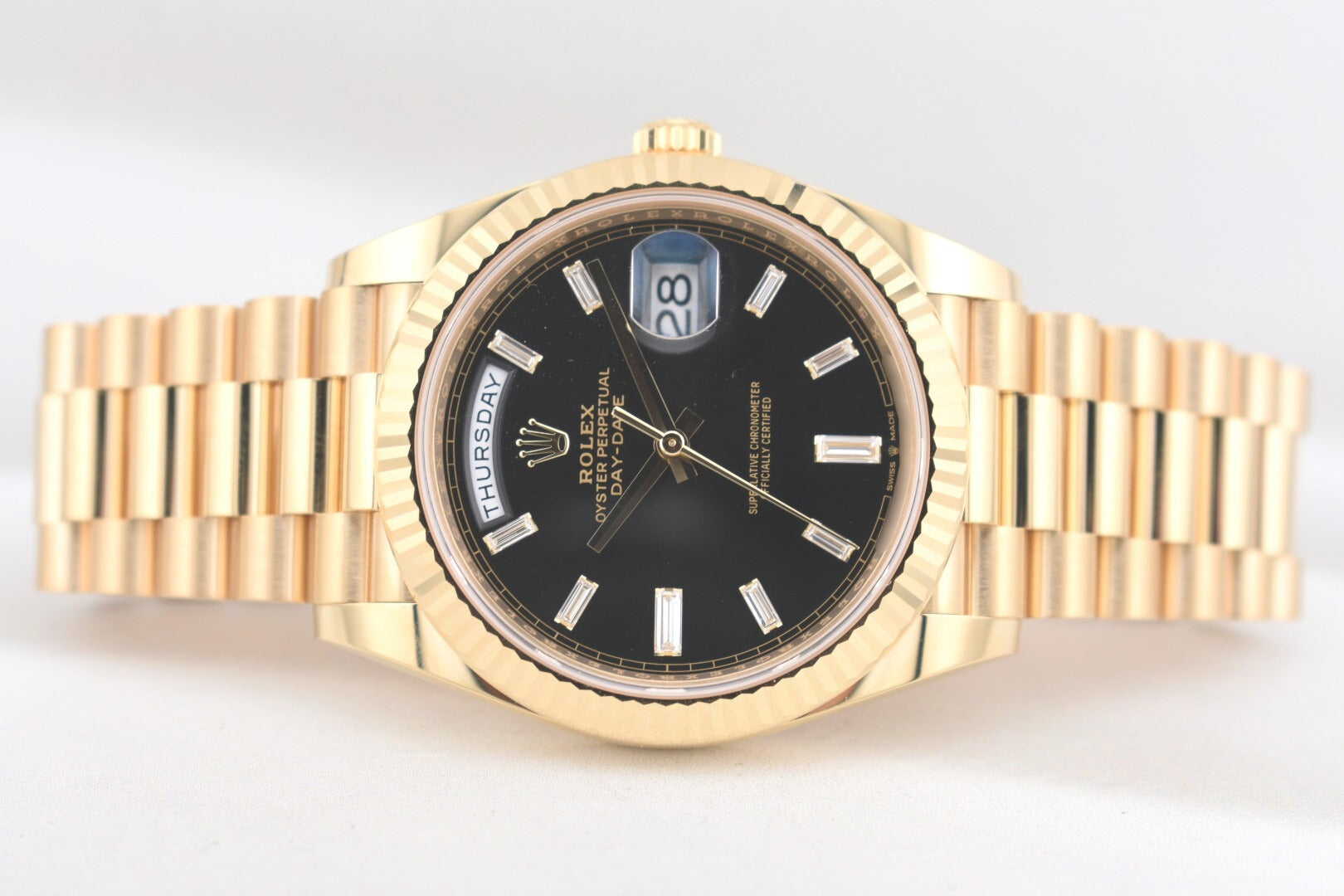 Rolex Day Date 40 Black Diamond Baguette Dial 228238 2025