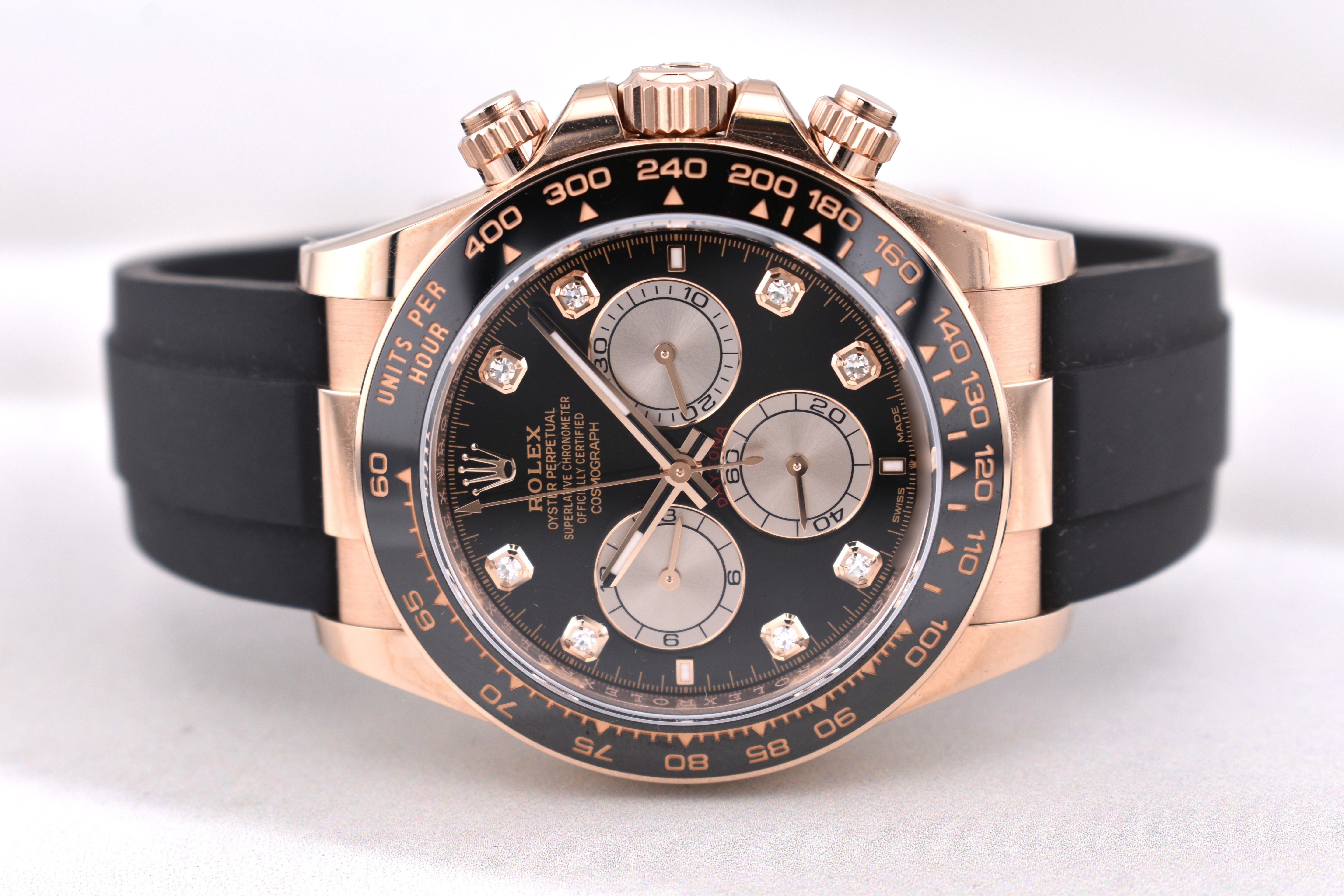 Rolex Cosmograph Daytona Everose Gold Oysterflex Black Diamond Dial 126515LN 2025
