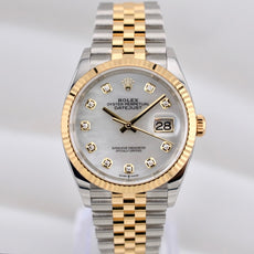 Rolex Datejust 36 Two Tone Yellow Gold Mother of Pearl Diamond Dial 126233 2025