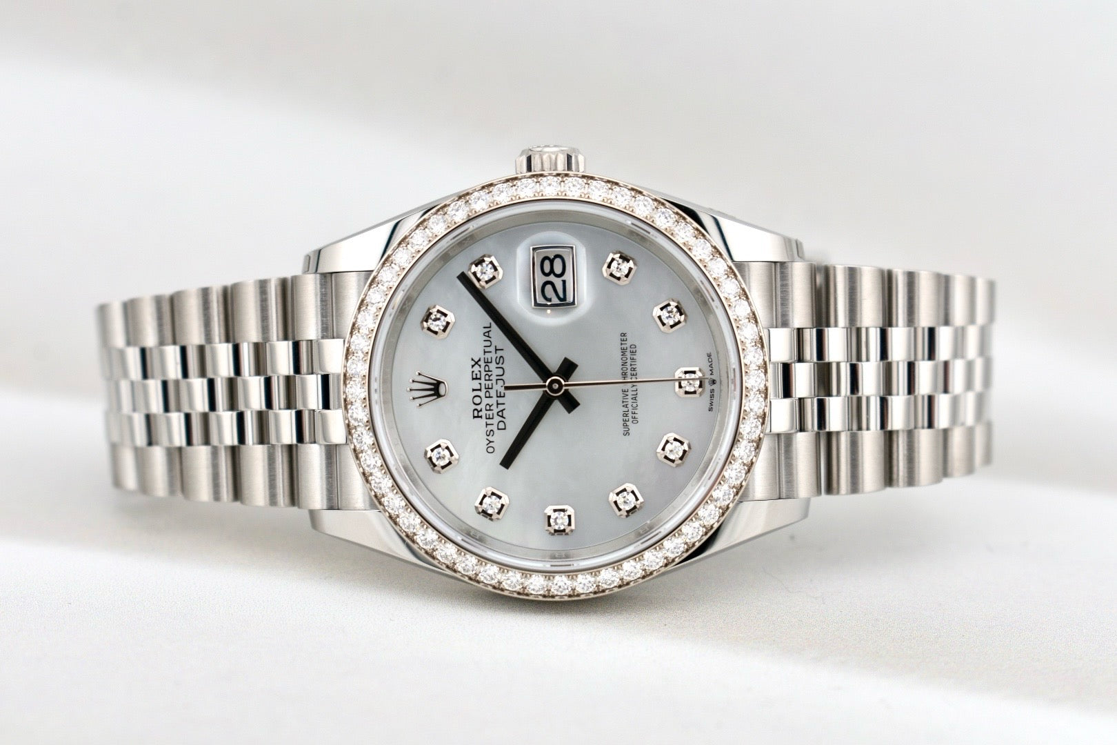 Rolex Datejust 36 Mother of Pearl Factory Diamond Bezel 126284RBR 2025