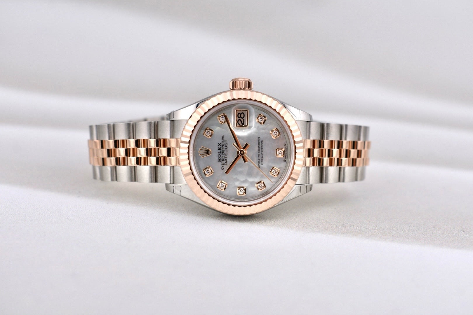 Rolex Lady Datejust 28 Two Tone Everose Gold Mother of Pearl Diamond Dial 279171 2026