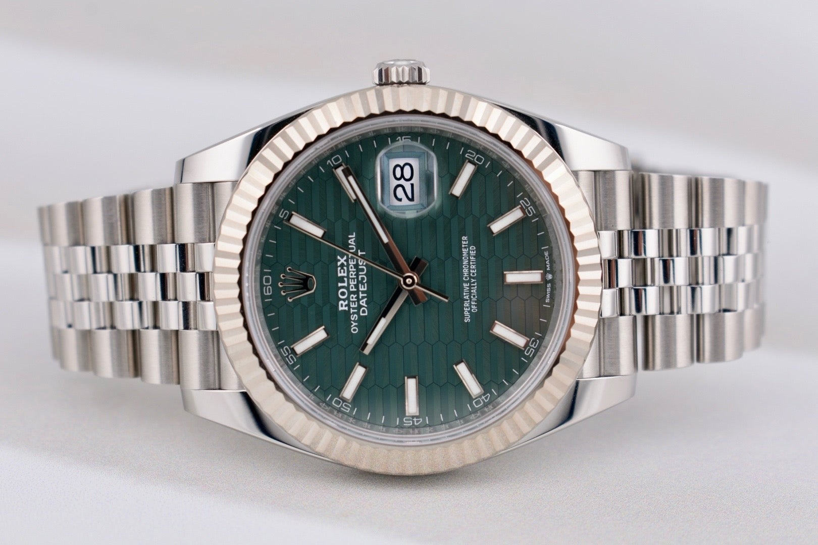 Rolex Datejust 41 Mint Green Fluted Motif Dial 126334 2024