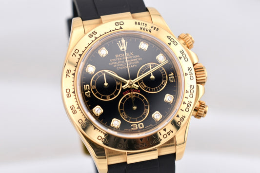 Rolex Cosmograph Daytona Black Diamond Dial Yellow Gold 116518 2001