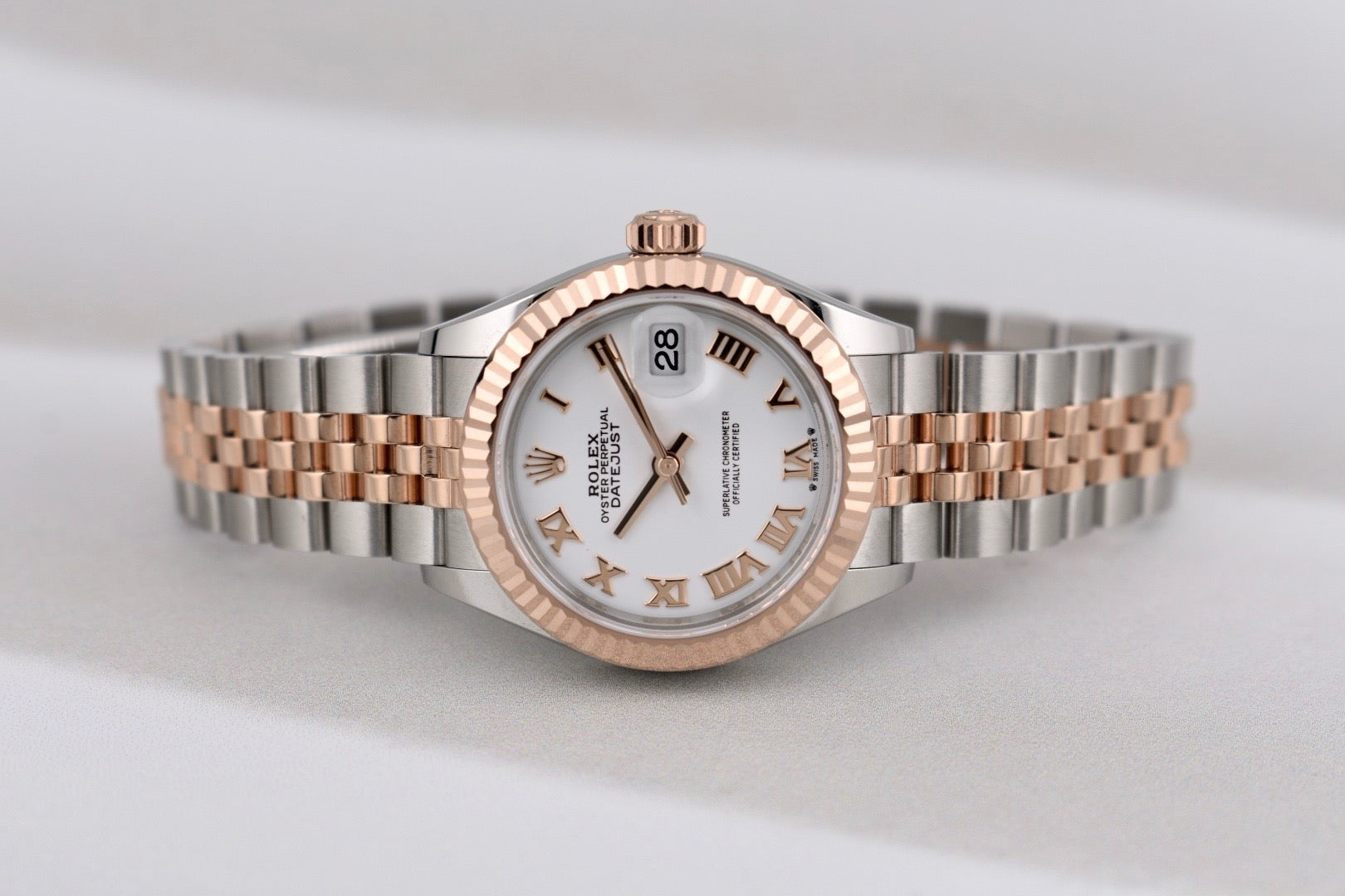 Rolex Lady Datejust 28 Two Tone Everose Gold White Roman Dial 279171 2025