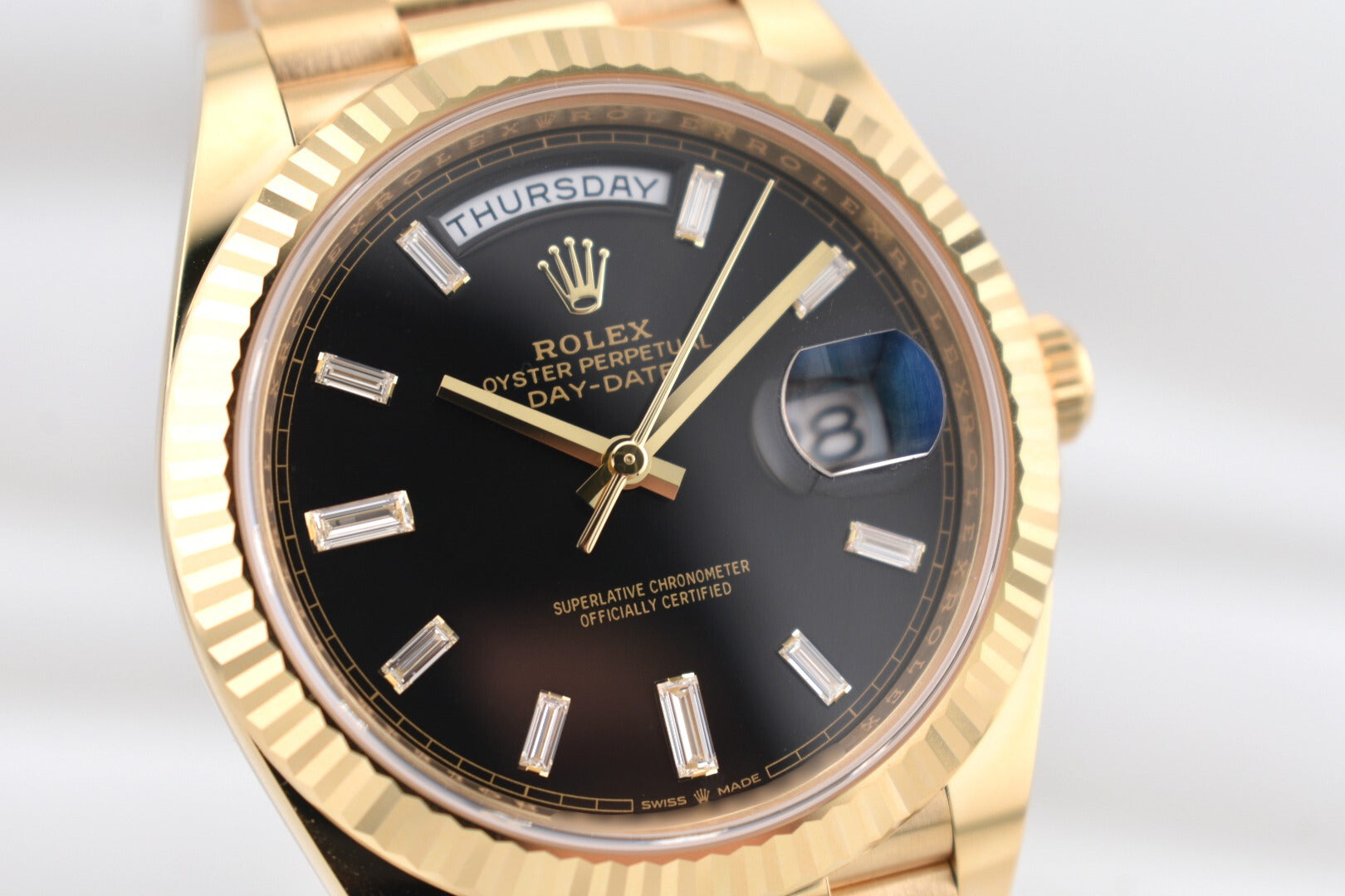 Rolex Day Date 40 Black Diamond Baguette Dial 228238 2025