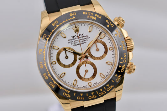 Rolex Cosmograph Daytona Yellow Gold White Dial Oysterflex 116518LN 2018