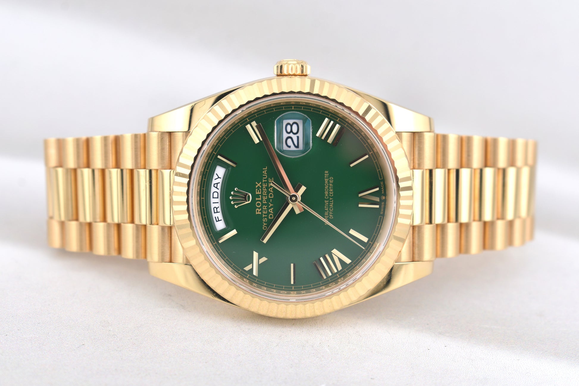 Rolex Day Date 40 'Money Green' Roman Dial Yellow Gold 228238 2025