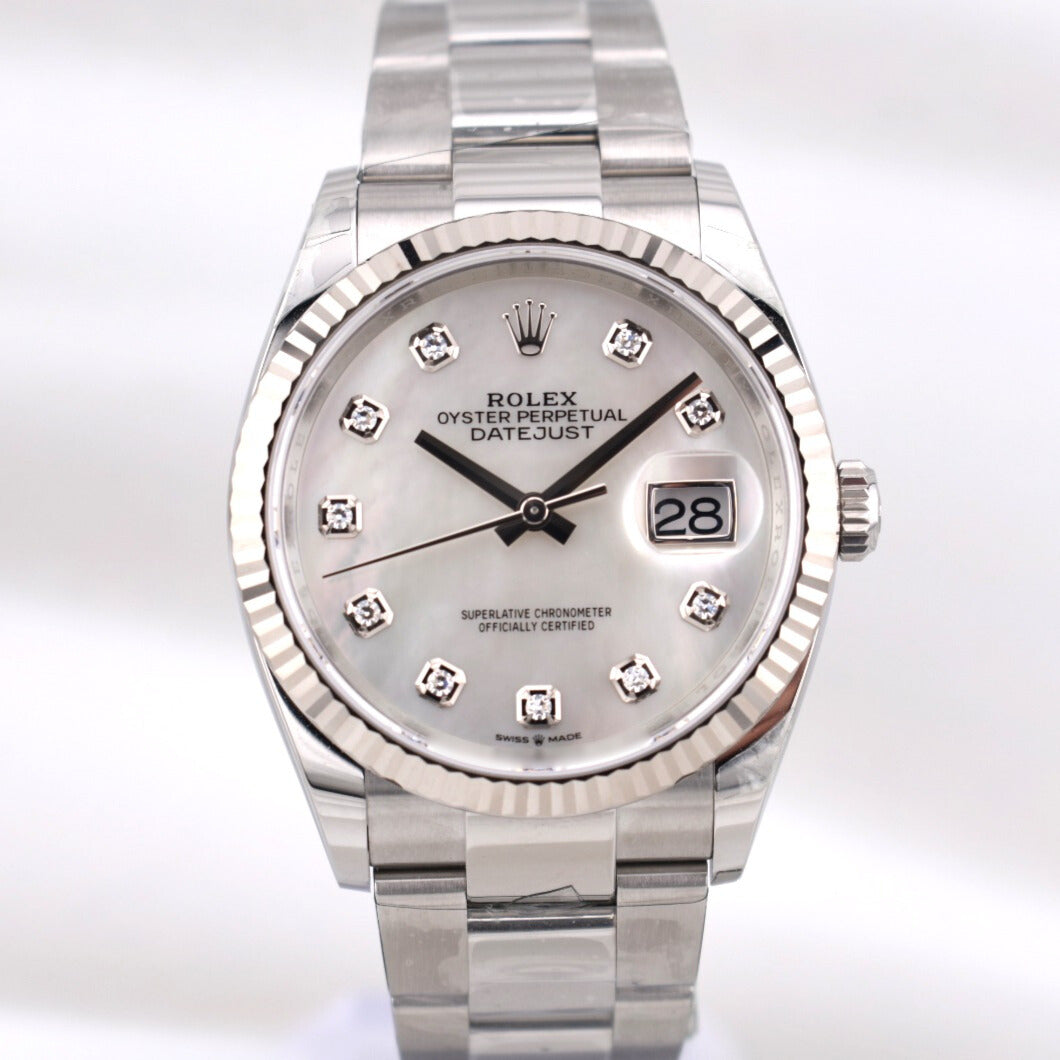 Rolex Datejust 36 Mother of Pearl Diamond Dial Oyster Band 126234 2025