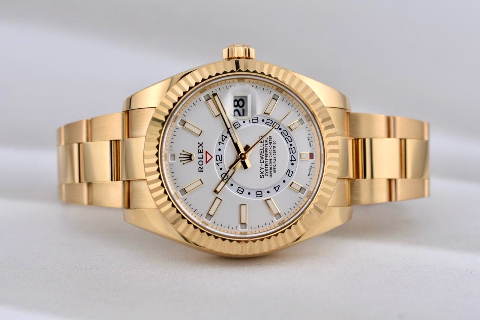 Rolex Sky Dweller Yellow Gold White Dial Oyster Band 326938 2022