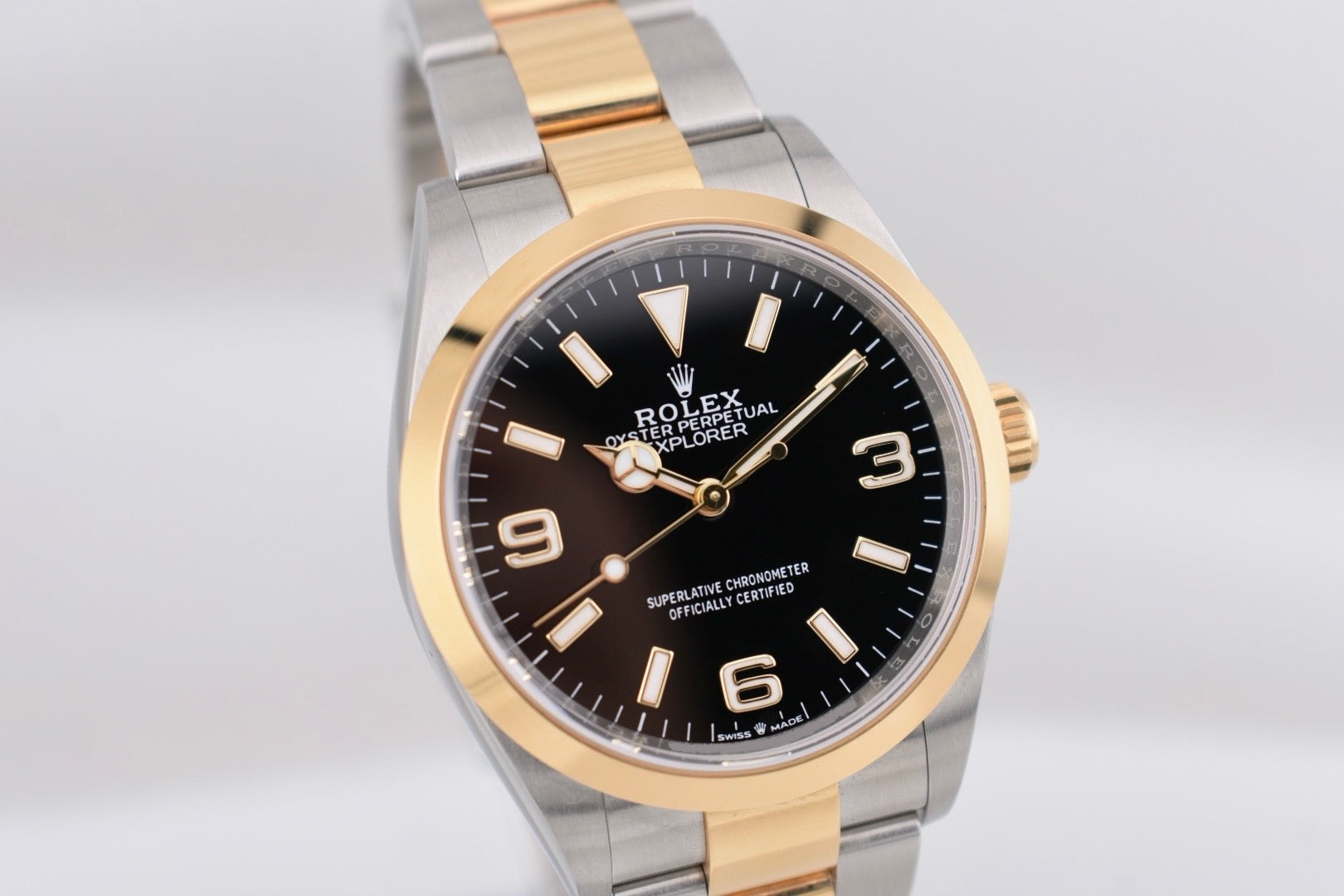 Rolex Explorer 36 Two Tone Yellow Gold Black Dial 124273 2023