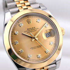 Rolex Datejust 41 Champagne Diamond Dial Two Tone Yellow Gold 126303 2021